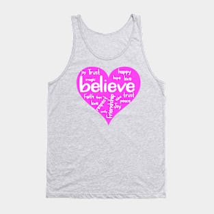 Believe Word Cloud Heart Tank Top